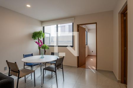 Sala - Comedor  de apartamento para alugar com 1 quarto, 53m² em Narvarte Poniente, Ciudad de México